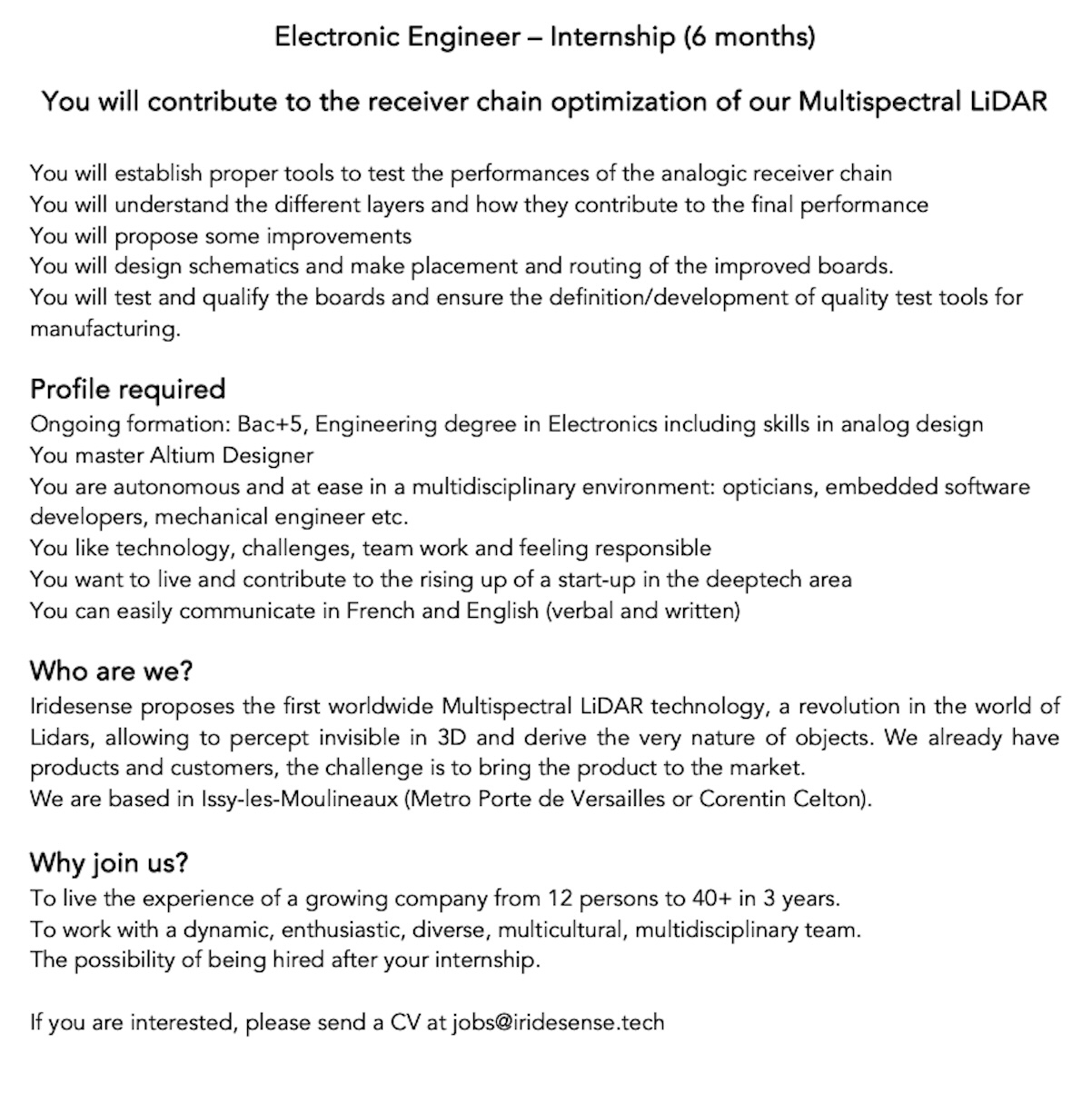 Electronic Engineer Intern